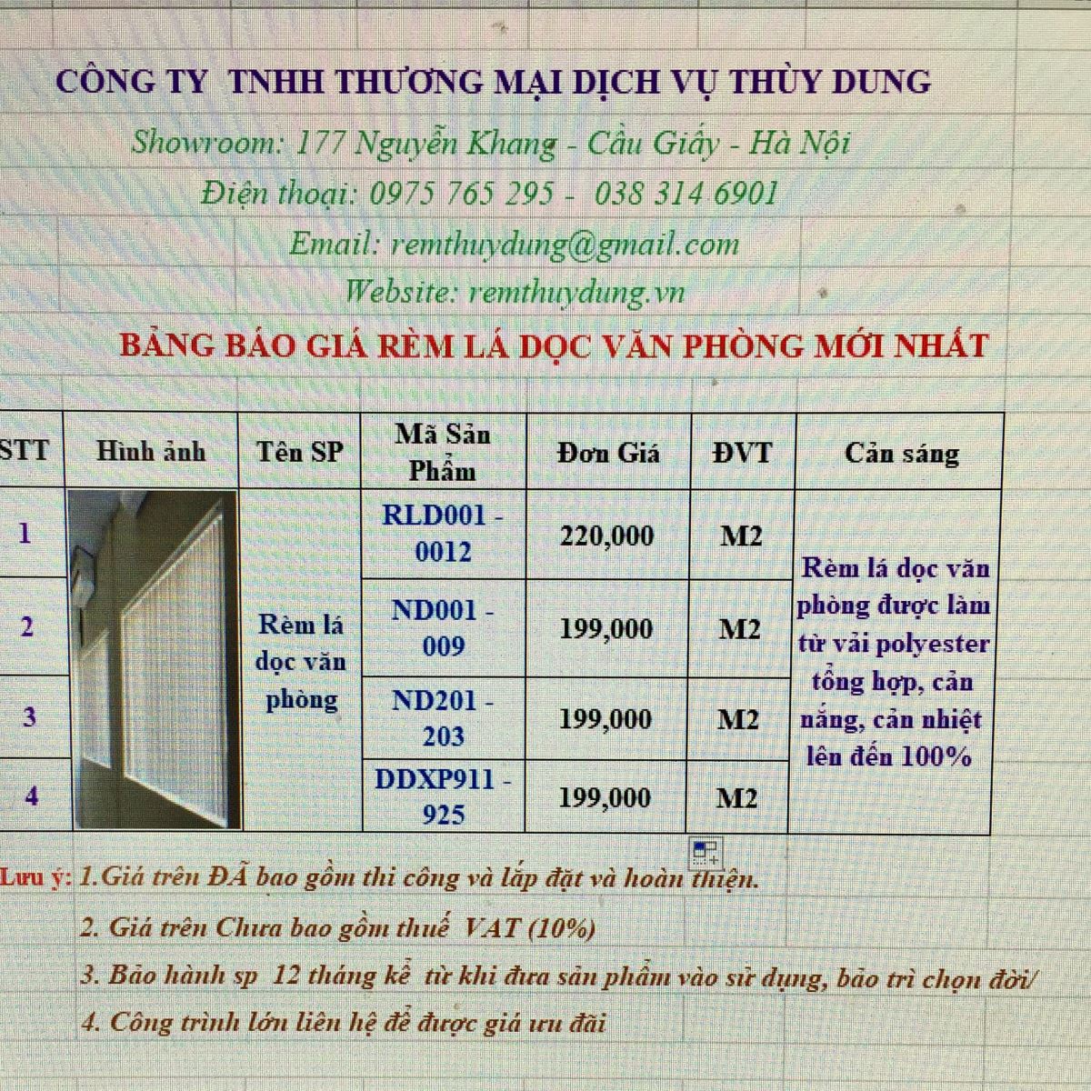 Rèm lá dọc văn phòng tại Cầu Giấy Hà Nội 0975 765 295 