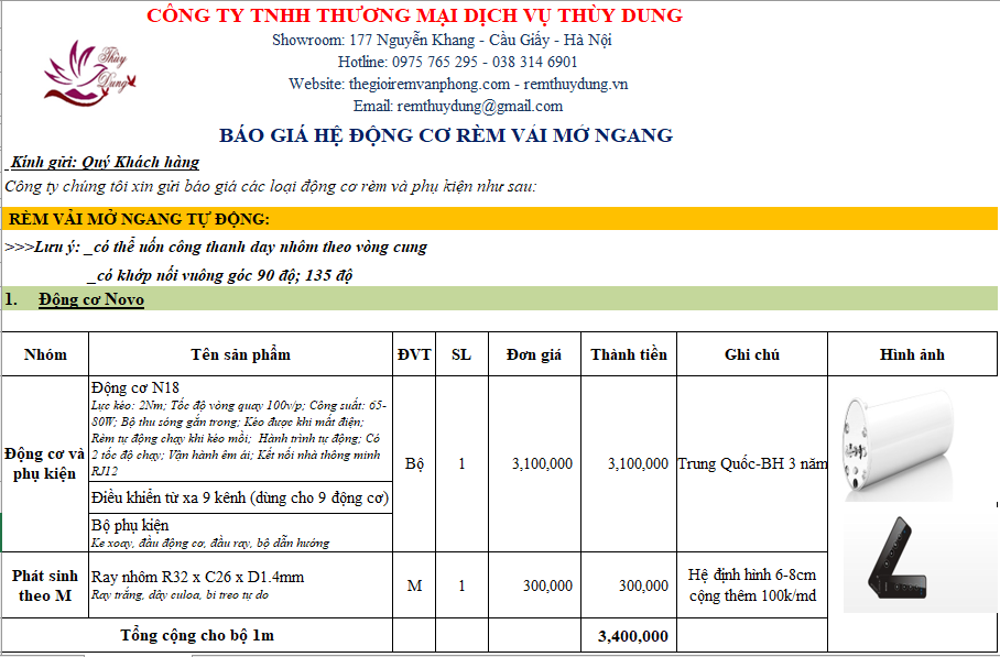 Báo giá rèm vải 2 lớp động cơ thông minh