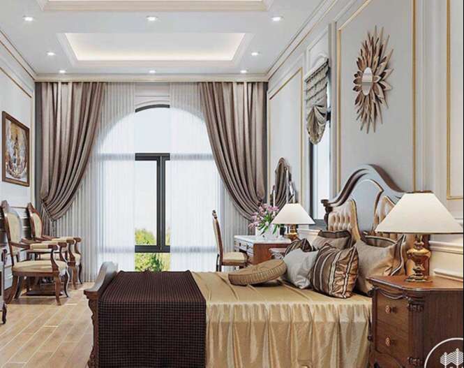Rèm vải 2 lớp phòng ngủ tại Phú Thượng, Tây Hồ