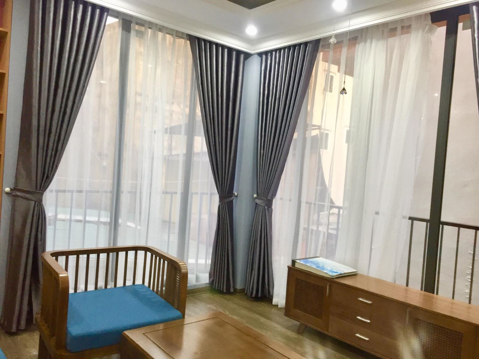 rèm vải 2 lớp phòng khách đẹp 0975765295