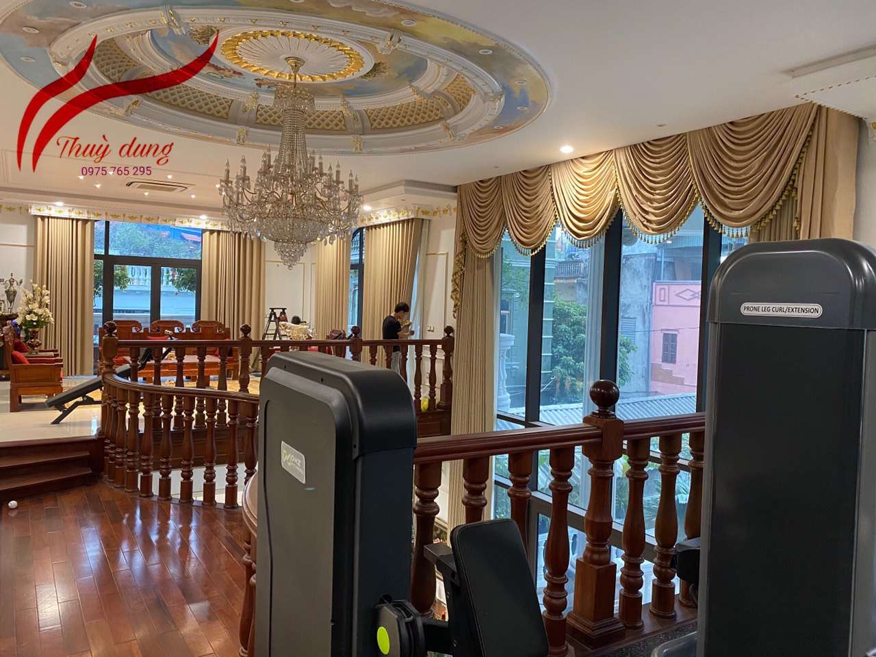 Rèm vải 2 lớp chống nắng phòng khách tại đường Bưởi, Tây Hồ