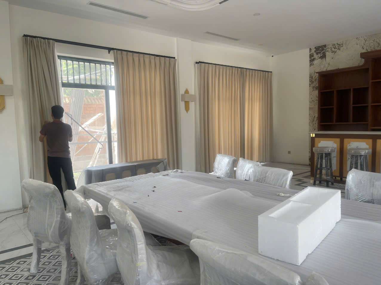 Thi công rèm vải 2 lớp tại biệt thự Phú Thọ