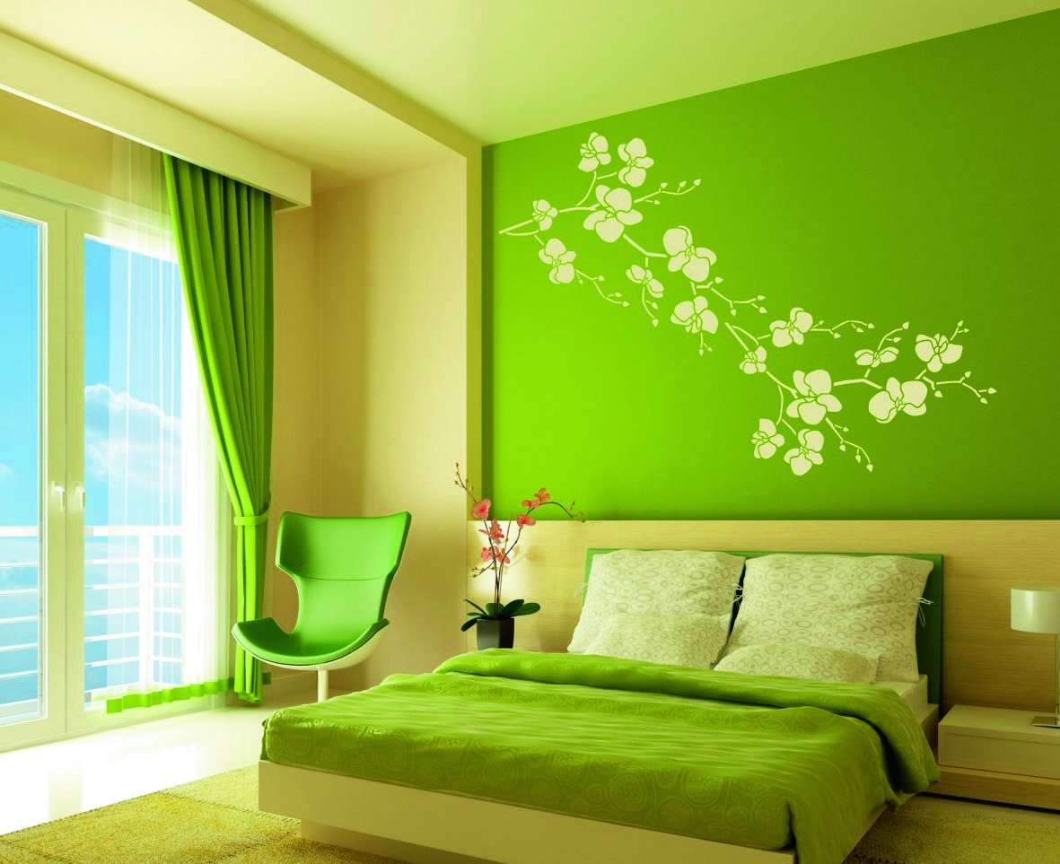 Chọn rèm cửa cho tường màu xanh