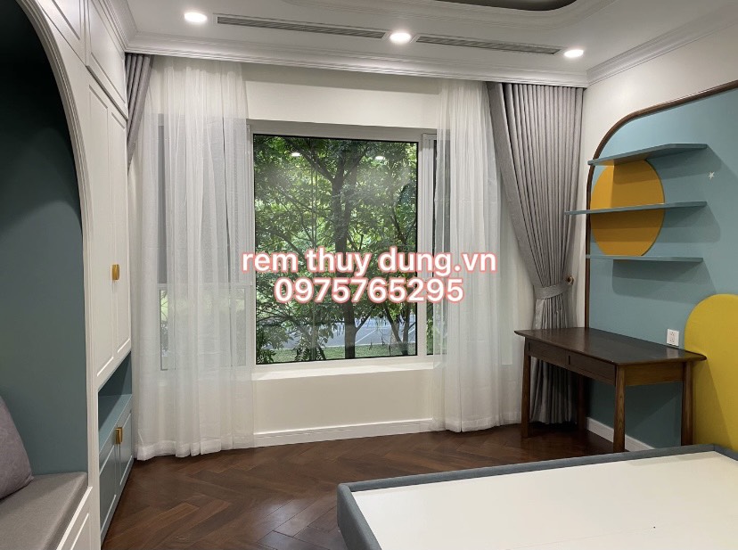 Rèm vải 2 lớp phòng ngủ tại Phú Thượng, Tây Hồ
